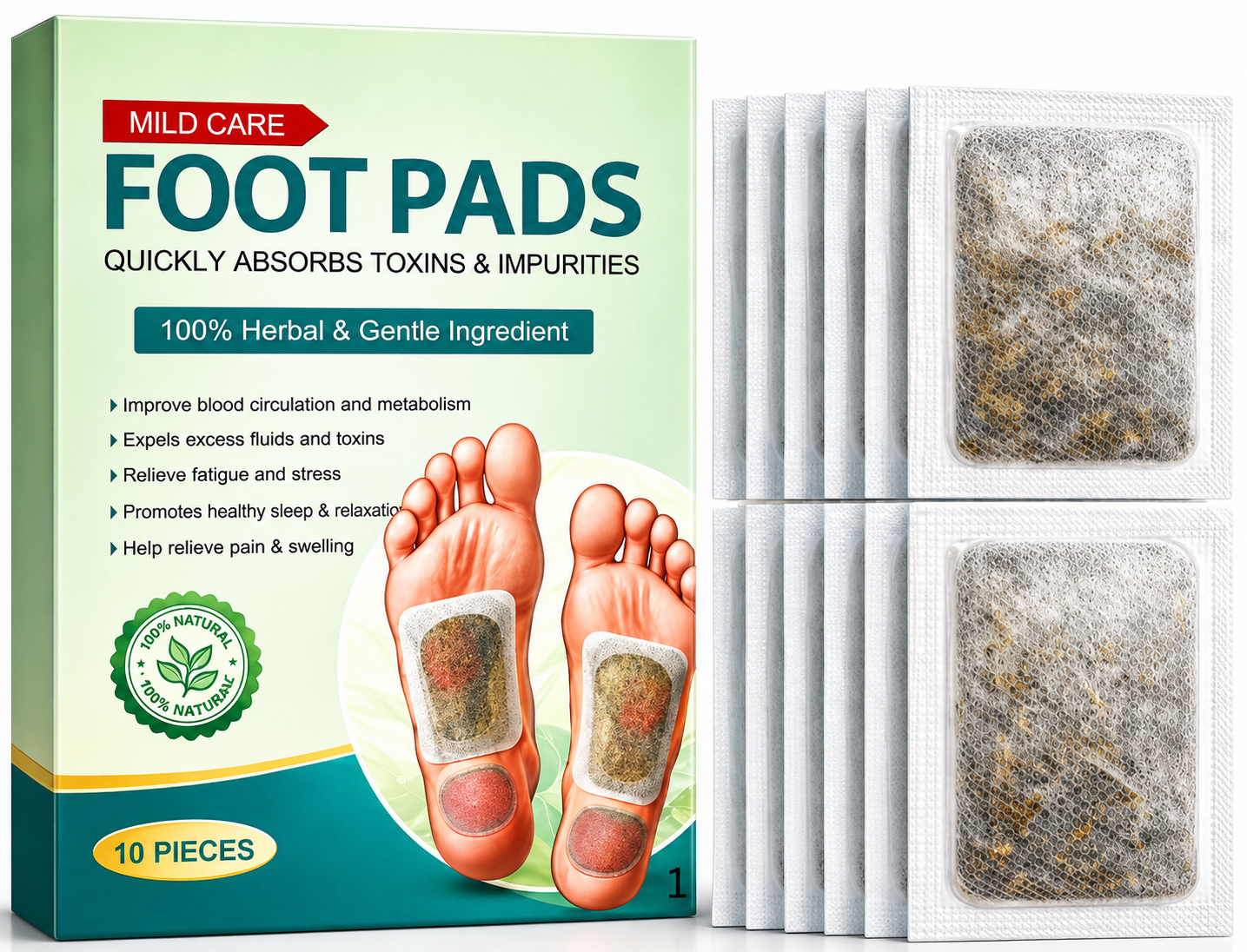 Herbal Night Foot Patches – 2 Packs (20 Patches Total)